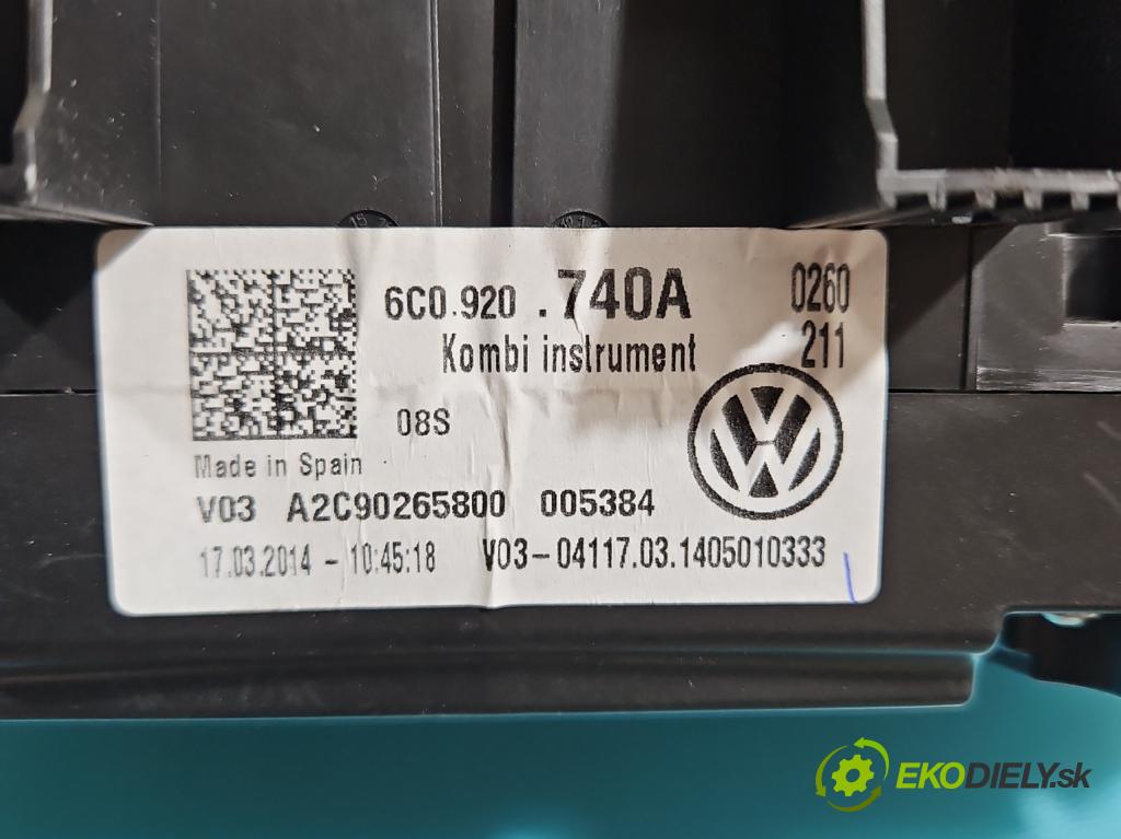 Vw Polo V 6R 2009-2017 1.2 16v 90 HP manual 66 kW 1197 cm3 5- prístrojovka/ budíky 6C0920740A (Prístrojové dosky, displeje)