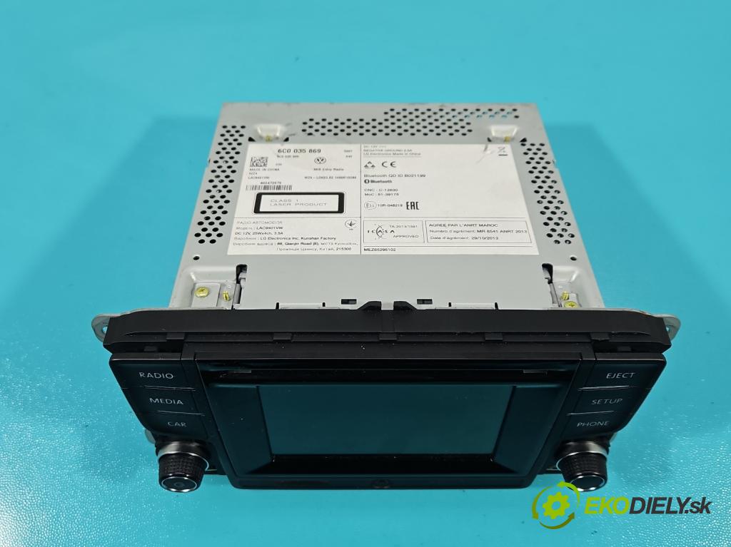 Vw Polo V 6R 2009-2017 1.2 16v 90 HP manual 66 kW 1197 cm3 5- Radio originál 6C0035869