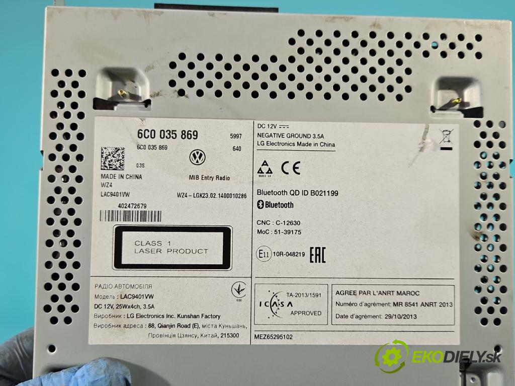 Vw Polo V 6R 2009-2017 1.2 16v 90 HP manual 66 kW 1197 cm3 5- Radio originál 6C0035869