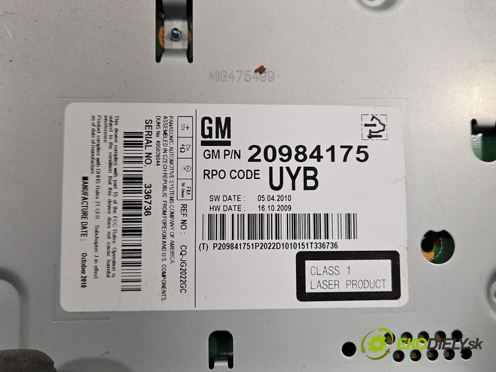 Opel Meriva B 2010-2017 1.4 16v 101 HP manual 74 kW 1398 cm3 5- Radio originál 20984175