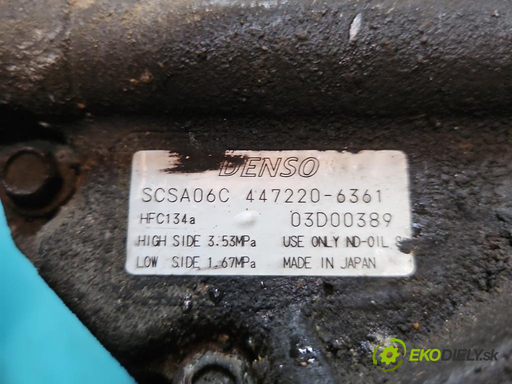 Toyota Corolla E12 2001-2009 1.6 VVTI 110 HP manual 81 kW 1598 cm3 5- Kompresor: klimatizácie 447220-6361 (Kompresory klimatizácie)