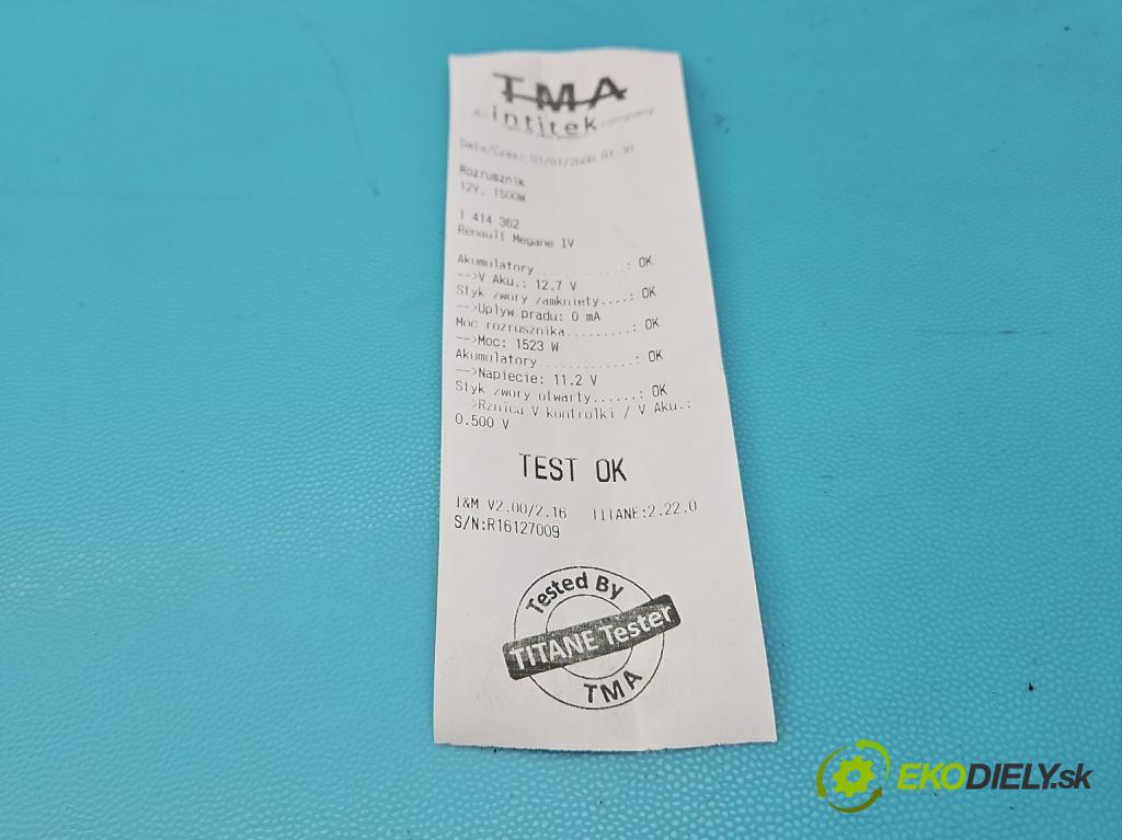 Renault Megane IV 2016-2024 1.2 Tce 132  HP manual 97 kW 1197 cm3 5- štartér 233000557R (Štartér)