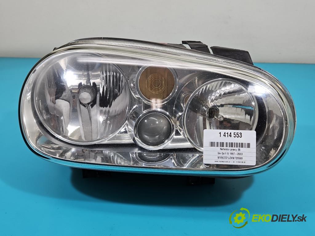 Vw Golf IV 1997-2003 1.4 16V 75 HP manual 55 kW 1390 cm3 3- Reflektor: pravý 1J1941016K (Pravé)