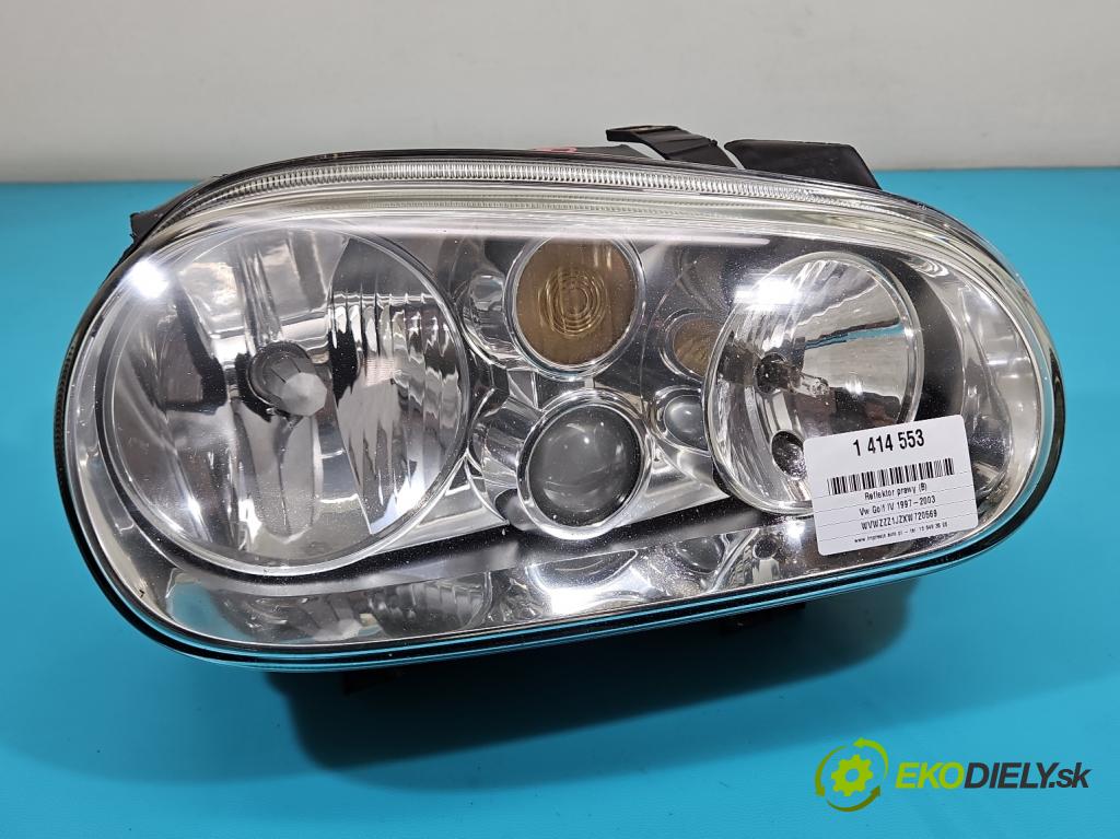 Vw Golf IV 1997-2003 1.4 16V 75 HP manual 55 kW 1390 cm3 3- Reflektor: pravý 1J1941016K (Pravé)