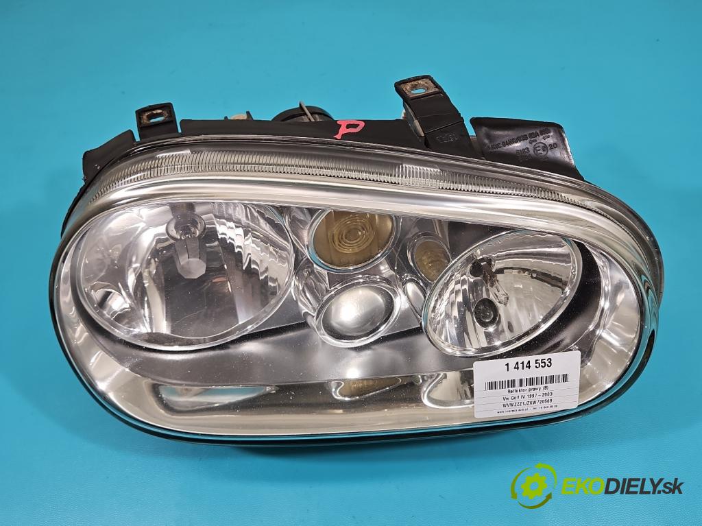 Vw Golf IV 1997-2003 1.4 16V 75 HP manual 55 kW 1390 cm3 3- Reflektor: pravý 1J1941016K (Pravé)