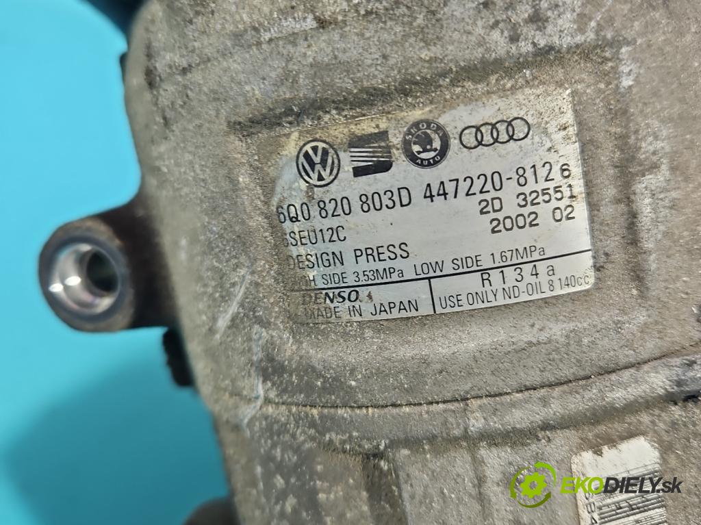Skoda Fabia I 1999-2007 1.4b: 60 HP manual 44 kW 1397 cm3 5- Kompresor: klimatizácie 6Q0820803D (Kompresory klimatizácie)