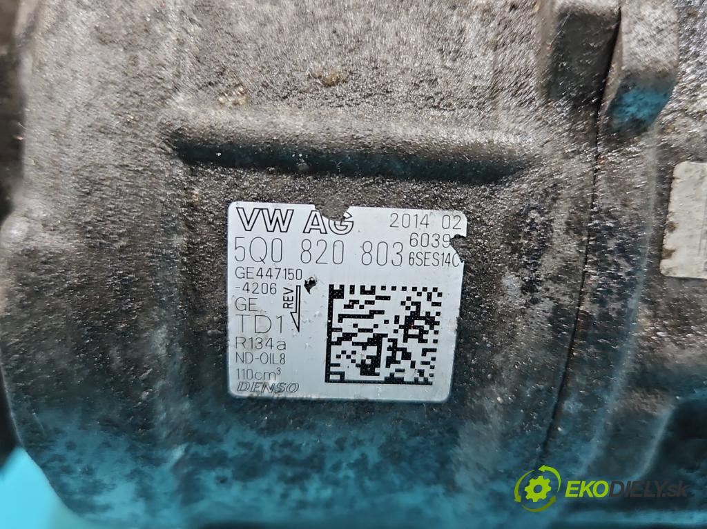Vw Polo V 6R 2009-2017 1.2 16v 90 HP manual 66 kW 1197 cm3 5- Kompresor: klimatizácie 5Q0820803 (Kompresory klimatizácie)