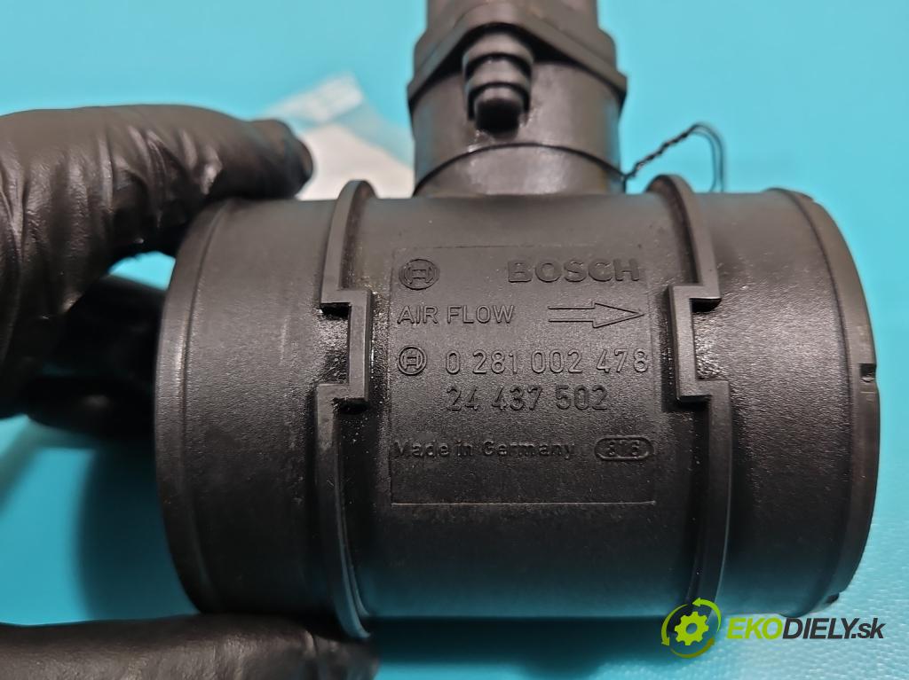 Opel Zafira A 1999-2005 2.0 DTI 101 HP manual 74 kW 1995 cm3 5- průtokoměr: 0281002478 (Váhy vzduchu)