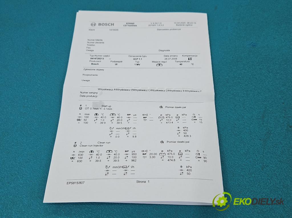 Vw Polo IV 9N 2001-2009 1.4 TDI 75 hp manual 55 kW 1422 cm3 3- vstřikovací čerpadlo 0414720213 (Vstřikovače)