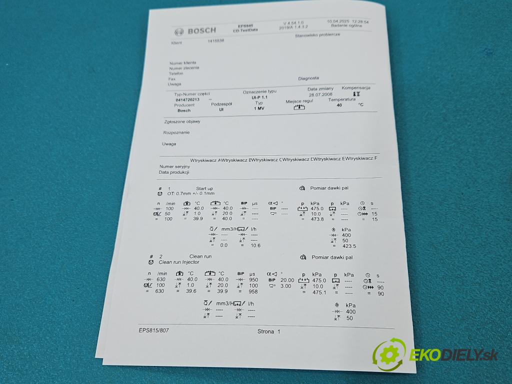 Vw Polo IV 9N 2001-2009 1.4 TDI 75 hp manual 55 kW 1422 cm3 3- vstřikovací čerpadlo 0414720213 (Vstřikovače)