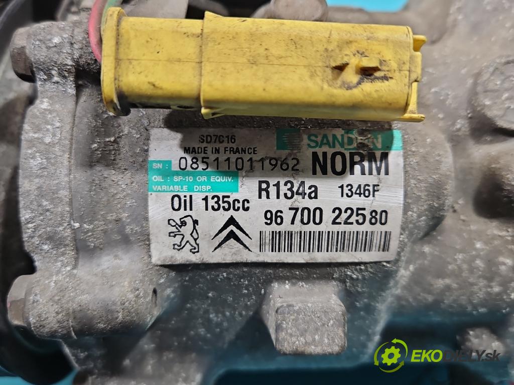 Citroen C5 II 2008-2017 2.0 hdi 140 HP manual 103 kW 1997 cm3 4- Kompresor: klimatizácie 9670022580 (Kompresory klimatizácie)