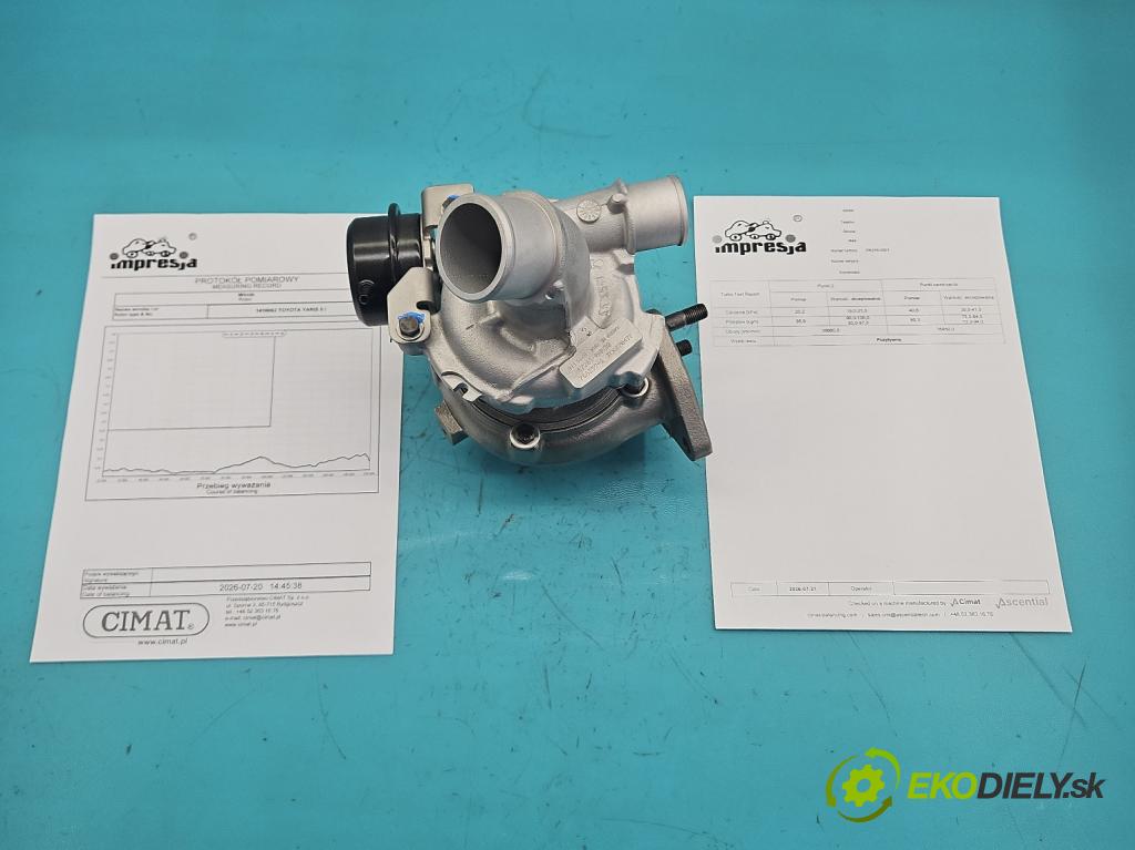 Toyota Yaris II 2005-2011 1.4 D4D 90 hp manual 66 kW 1364 cm3 5- Turbodmychadlo repasováno 766259-1