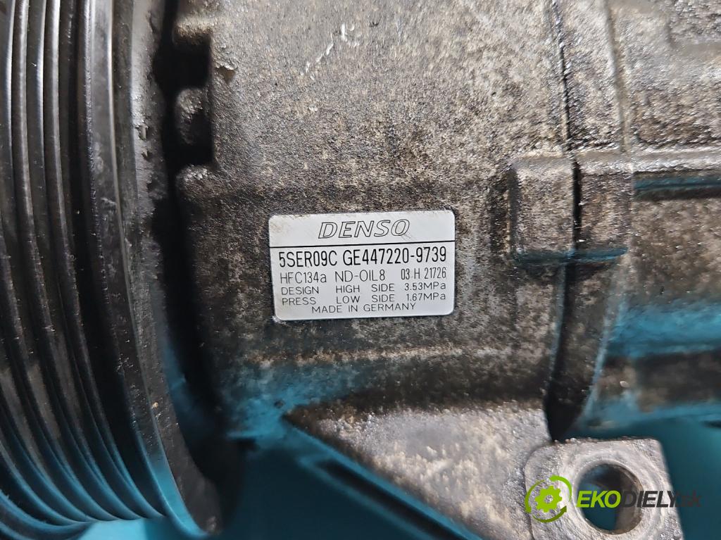 Toyota Yaris II 2005-2011 1.4 D4D 90 HP manual 66 kW 1364 cm3 5- Kompresor: klimatizácie GE447220-9739 (Kompresory klimatizácie)