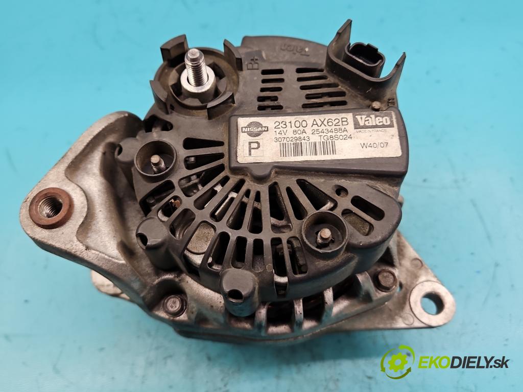 Nissan Note I 2006-2012 1.4 16V 88 HP manual 65 kW 1386 cm3 5- Alternator 23100AX62B (Alternátory)