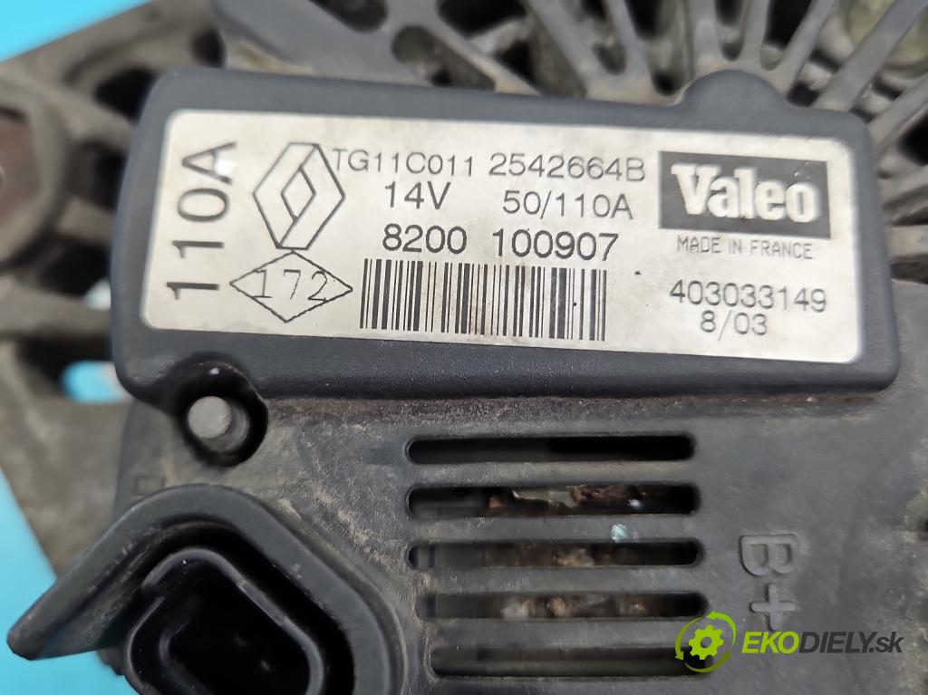 Renault Megane II 2003-2008 1.4 16V 98 HP manual 72 kW 1390 cm3 5- Alternator 8200100907 (Alternátory)