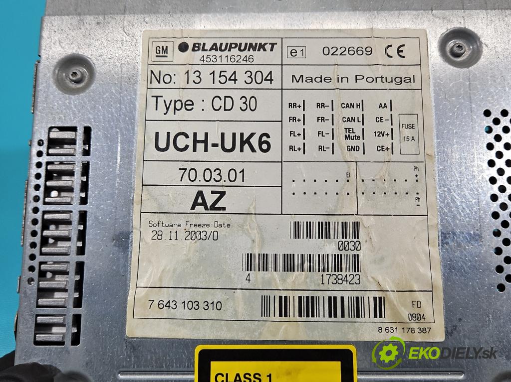 Opel Astra III 2004-2014 1.8 16V 125 HP manual 92 kW 1796 cm3 5- Radio originál 13154304