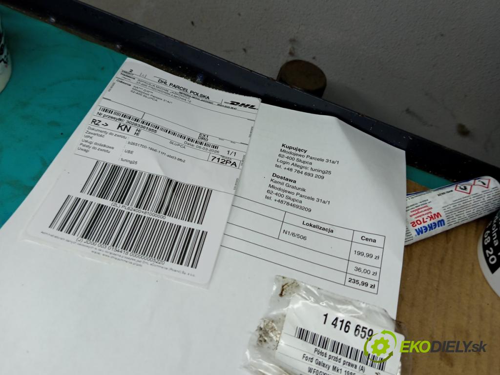 Ford Galaxy Mk1 1995-2006 2.3 16v 145 HP manual 107 kW 2295 cm3 5- poloos predné pravé