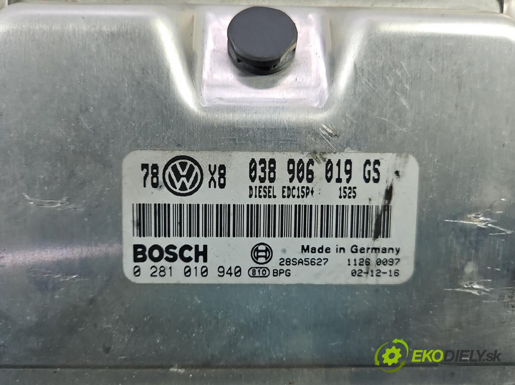 Vw Passat B5 1995-2005 1.9 tdi 131 HP manual 96 kW 1896 cm3 5- riadiaca jednotka motora 038906019GS