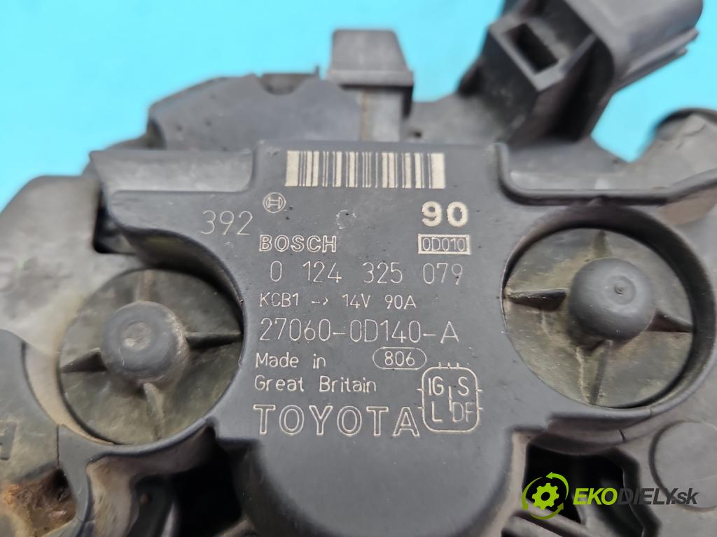 Toyota Avensis II T25 2003-2008 1.8 VVTI 129 HP manual 95 kW 1794 cm3 5- Alternator 0124325079 (Alternátory)