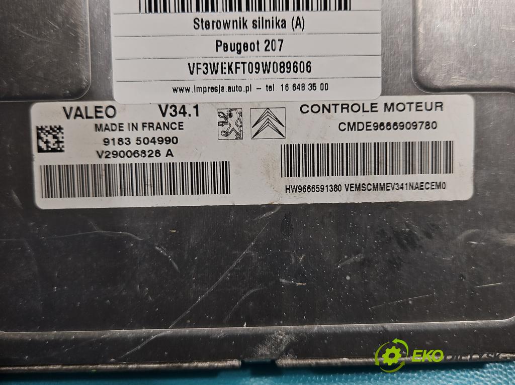 Peugeot 207 1.4b: 73 HP manual 54 kW 1360 cm3 5- riadiaca jednotka motora 9666909780