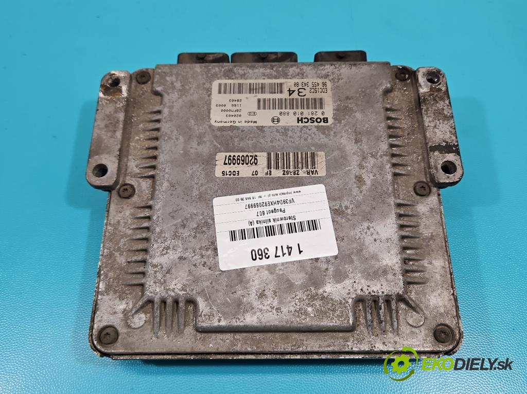 Peugeot 607 2.2 hdi 133 HP automatic 98 kW 2179 cm3 4- riadiaca jednotka motora 0281010880