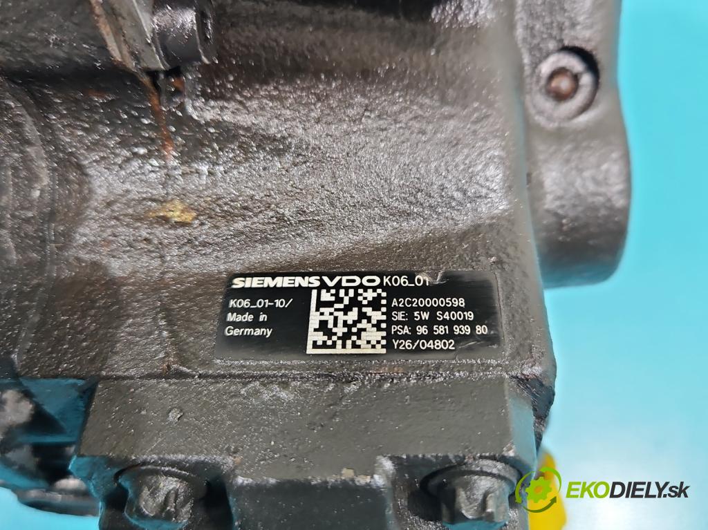 Peugeot 407 2.0 hdi 136 HP manual 100 kW 1997 cm3 4- čerpadlo vstrekovacia 9658193980 (Vstrekovacie čerpadlá)