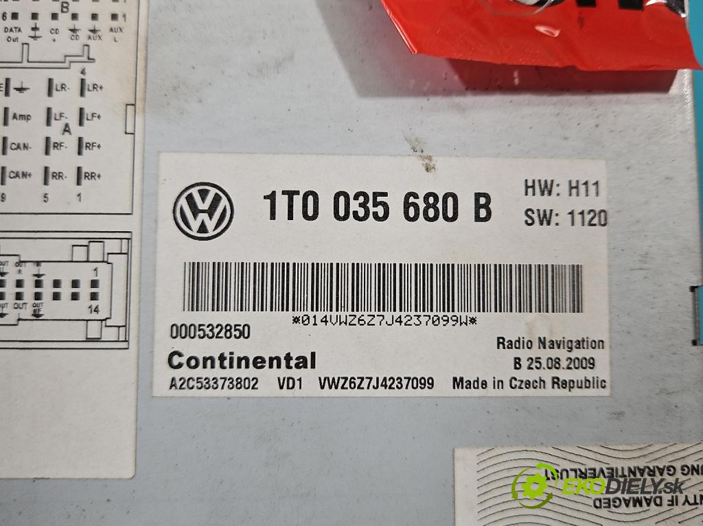 Vw Tiguan I 2007-2016 2.0 tdi 140 HP automatic 103 kW 1968 cm3 5- Radio originál 1T0035680B