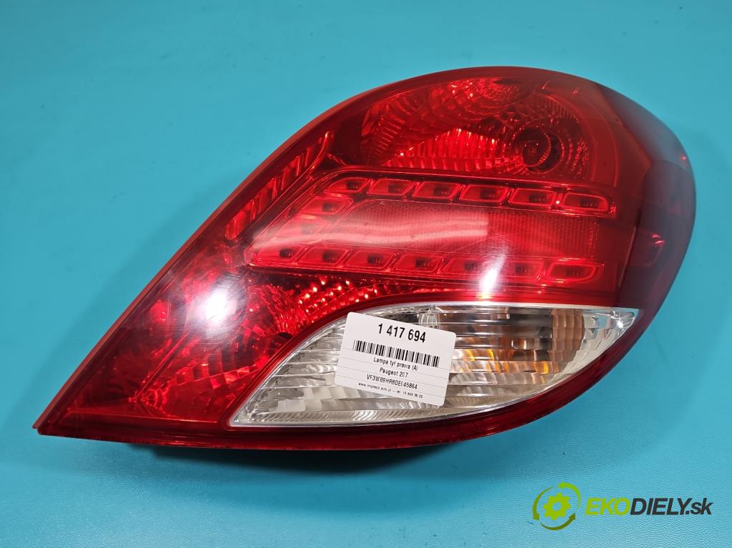 Peugeot 207 1.6 hdi 111KM manual 82 kW 1560 cm3 2- svetlo / reflektor zadné pravé 9686567180 (Kľučka dverí ostatné)