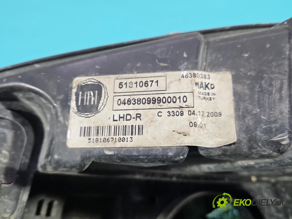 Fiat Doblo II 2010- 1.6 JTD 101 HP manual 74 kW 1598 cm3 5- Reflektor: pravý 51810671 (Pravé)