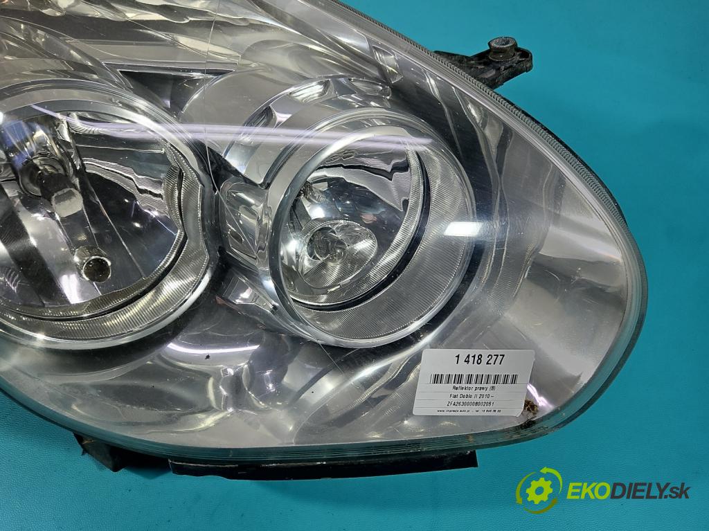 Fiat Doblo II 2010- 1.6 JTD 101 HP manual 74 kW 1598 cm3 5- Reflektor: pravý 51810671 (Pravé)