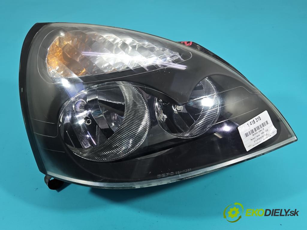 Renault Thalia I 1998-2009 1.4 8V 75 HP manual 55 kW 1390 cm3 4- Reflektor: pravý  (Pravé)