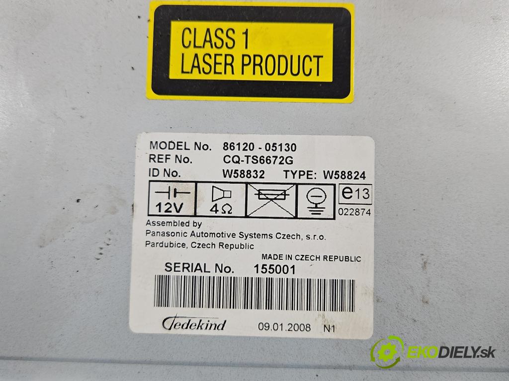 Toyota Avensis II T25 2003-2008 2.2 d-cat 177 HP manual 130 kW 2231 cm3 5- Radio originál 86120-05130