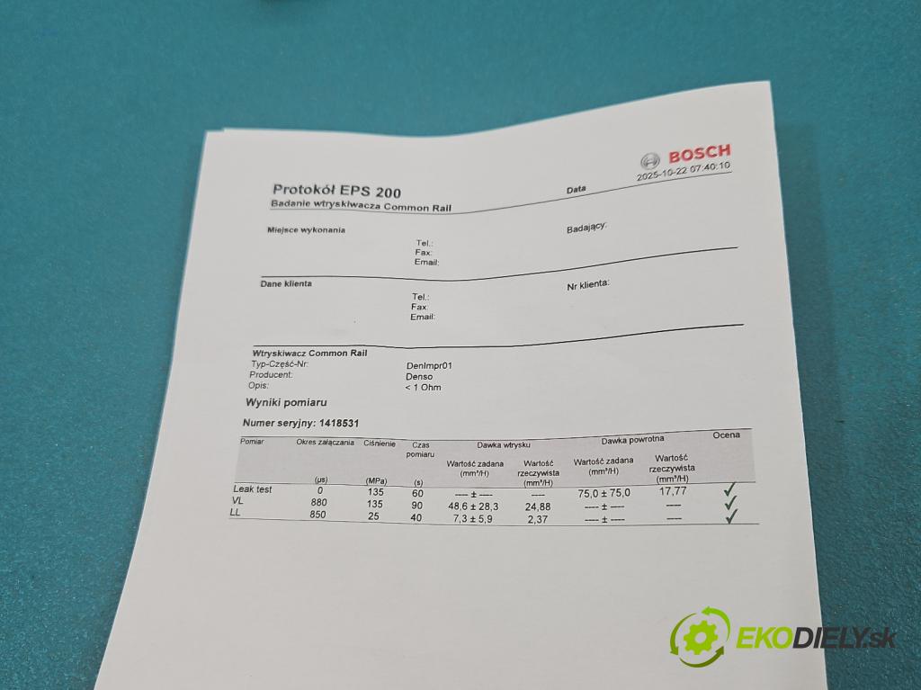 Toyota Avensis I T22 1997-2003 2.0 D4D 110 HP manual 81 kW 1995 cm3 5- vstrek 23670-27030 (Vstrekovač paliva)