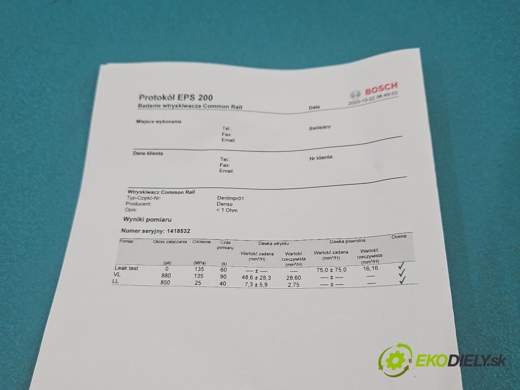 Toyota Avensis I T22 1997-2003 2.0 D4D 110 hp manual 81 kW 1995 cm3 5- vstřikovač 23670-27030 (Vstřikovač paliva)