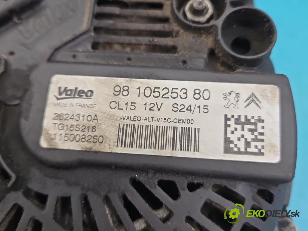 Peugeot 508 2010-2018 1.6 hdi 120 HP manual 88 kW 1560 cm3 4- Alternator 9810525380 (Alternátory)