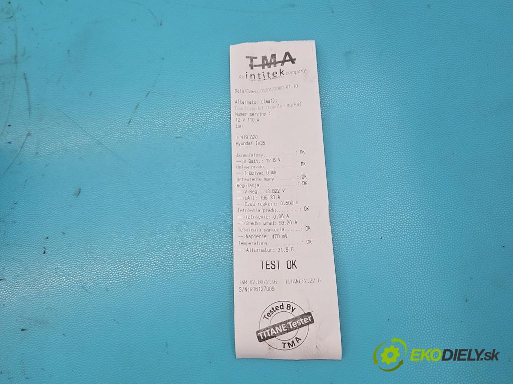 Hyundai Ix35 2.0 16V 163 HP automatic 120 kW 1998 cm3 5- Alternator 37300-25600 (Alternátory)