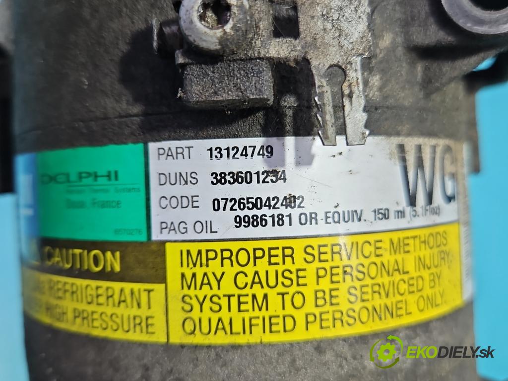 Opel Astra III 2004-2014 1.4 16V 90 HP manual 66 kW 1364 cm3 5- Kompresor: klimatizácie 13124749 (Kompresory klimatizácie)