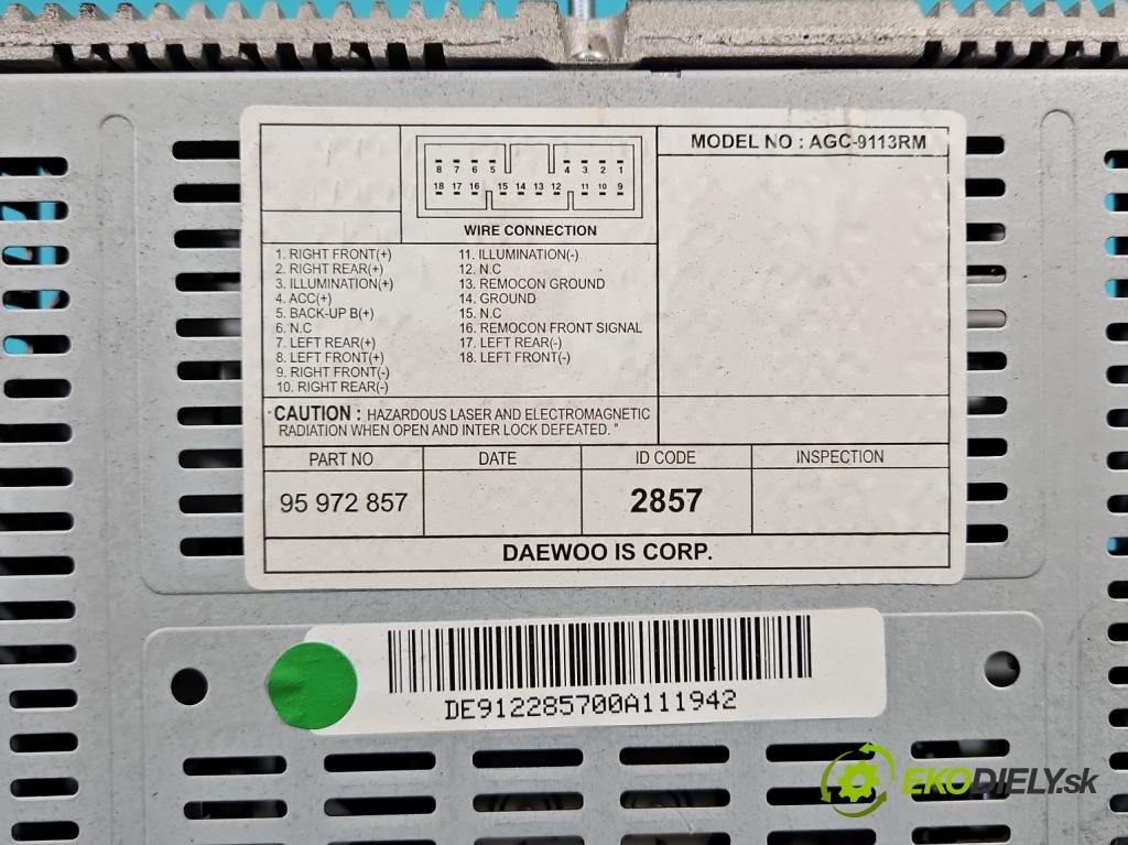 Chevrolet Spark III M300 2009-2014 1.0 16V 68 HP manual 50 kW 995 cm3 5- Radio originál 95972857