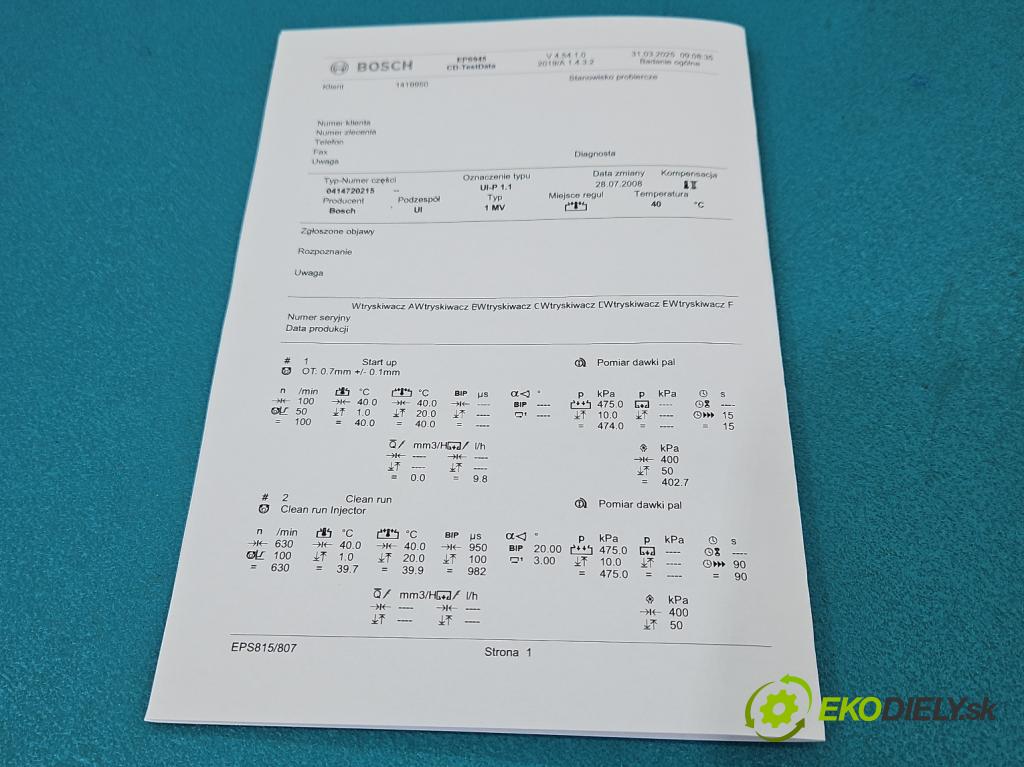 Seat Ibiza III 6L 2002-2008 1.4 TDI 69KM manual 51 kW 1422 cm3 3- vstrekovacie čerpadlo 0414720215 (Vstrekovač paliva)