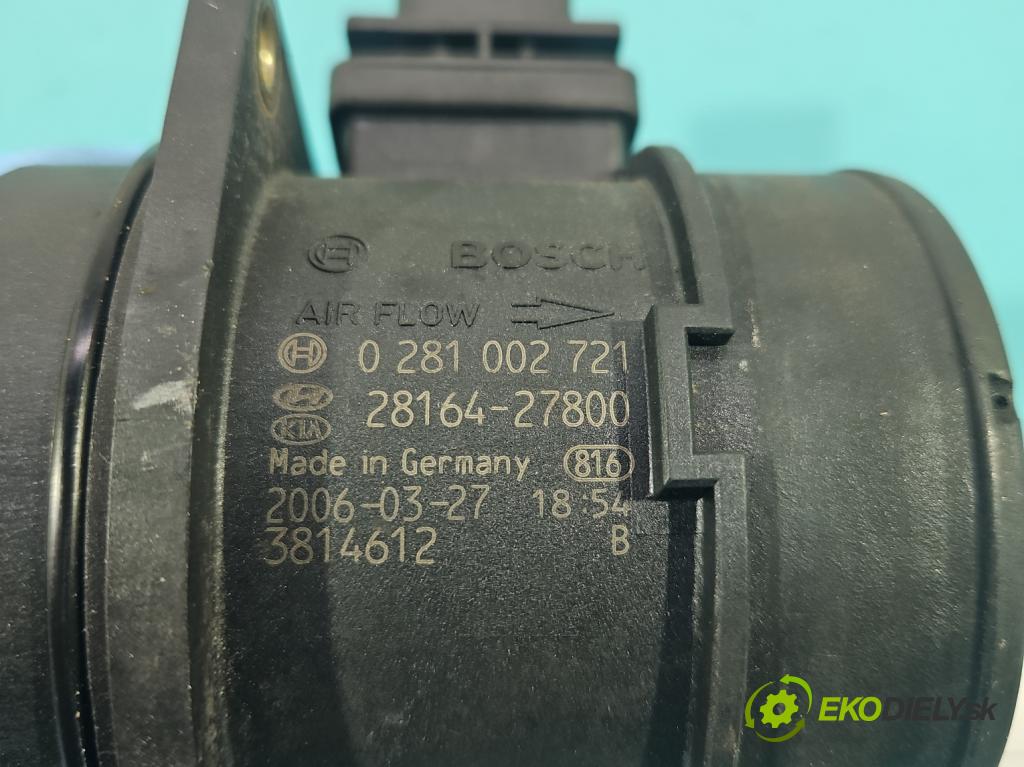 Hyundai Tucson I 2004-2009 2.0 CRDi 16v 140 HP manual 103 kW 1991 cm3 5- průtokoměr: 0281002721 (Váhy vzduchu)