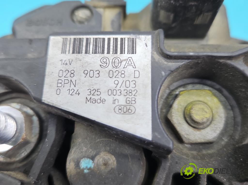 Vw Golf IV 1997-2003 1.6 16v 105 HP manual 77 kW 1598 cm3 5- Alternator 028903028D (Alternátory)