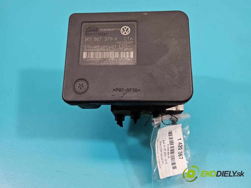Audi A3 8P 2003-2012 1.6 SR 102 HP manual 75 kW 1595 cm3 3- čerpadlo abs 1K0907379K (Pumpy ABS)