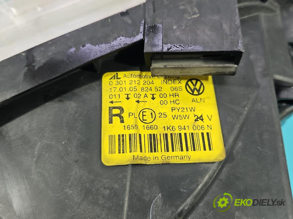 Vw Golf V 2003-2009 1.9 tdi 105 HP manual 77 kW 1896 cm3 3- Reflektor: pravý 1K6941006N (Pravé)