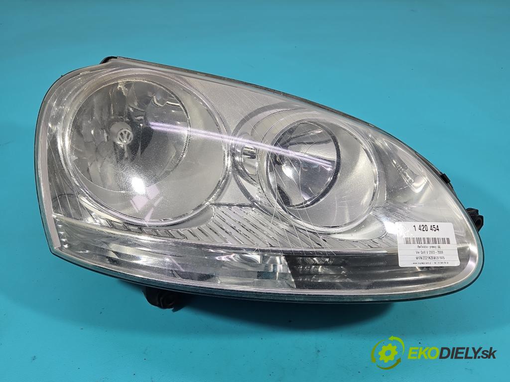 Vw Golf V 2003-2009 1.9 tdi 105 HP manual 77 kW 1896 cm3 3- Reflektor: pravý 1K6941006N (Pravé)