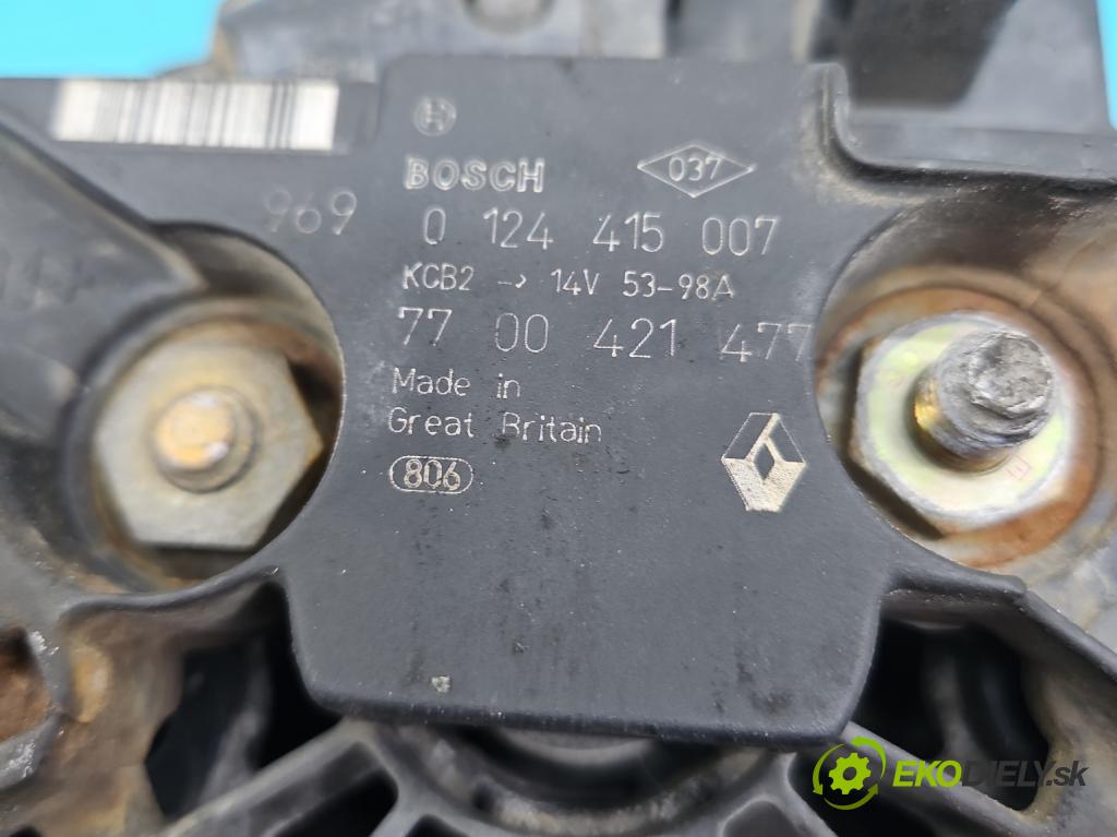Renault Espace III 1997-2003 2.0 16V 140 HP manual 103 kW 1998 cm3 5- Alternator 0124415007 (Alternátory)