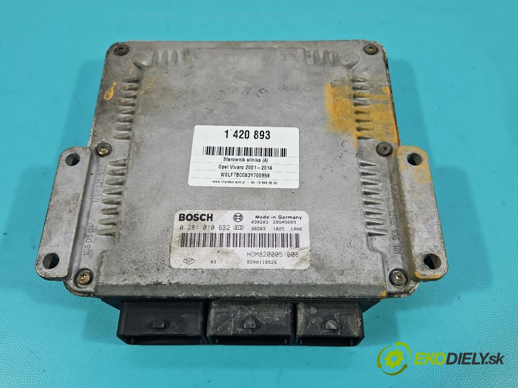 Opel Vivaro 2001-2014 1.9 cdti 101 HP manual 74 kW 1898 cm3 5- riadiaca jednotka motora 0281010632