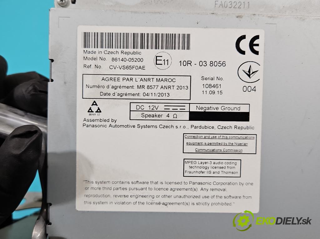 Toyota Avensis III T27 2009-2018 2.0 D4D 143 HP manual 105 kW 1995 cm3 5- Radio originál 86140-05200