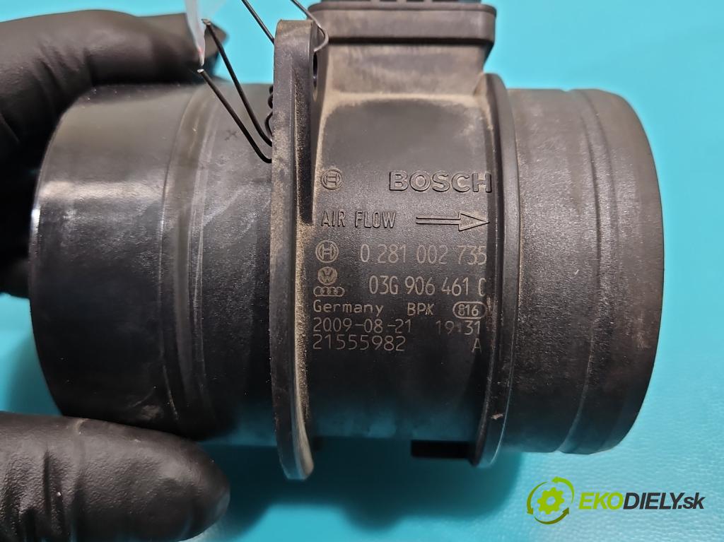 Vw Golf plus 2.0 tdi 110 HP manual 81 kW 1968 cm3 5- průtokoměr: 0281002735 (Váhy vzduchu)
