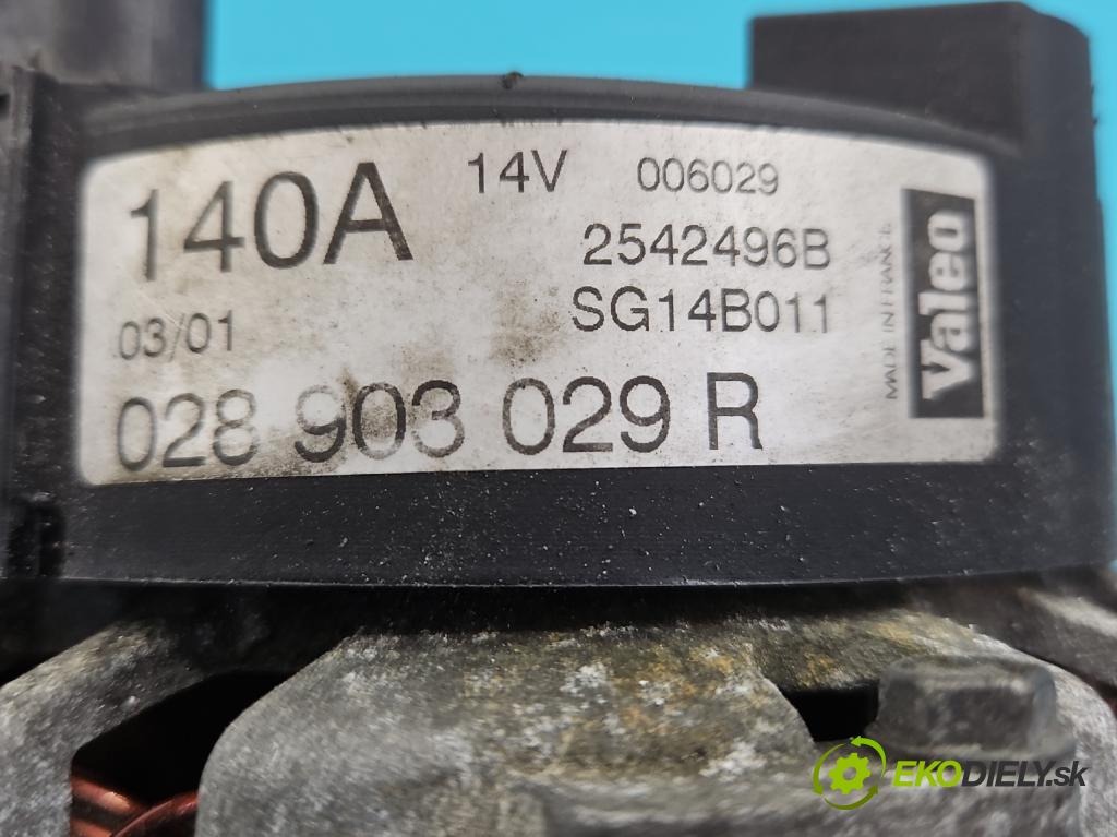 Audi A4 B6 2000-2004 1.9 TDi 131 HP manual 96 kW 1896 cm3 4- Alternator 028903029R (Alternátory)