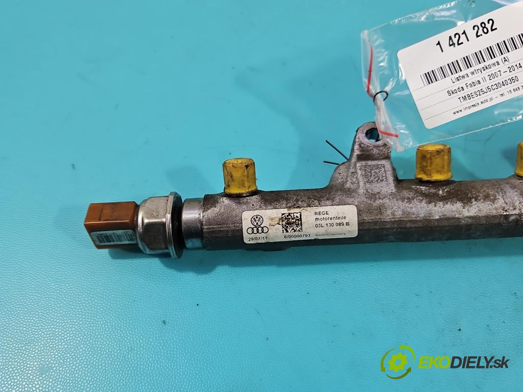 Skoda Fabia II 2007-2014 1.6 tdi 75 HP manual 55 kW 1598 cm3 5- lišta vstrekovacia 03L130764A (Vstrekovacie lišty)